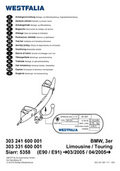 Westfalia Automotive 303 241 600 001 Notice De Montage Et D'utilisation