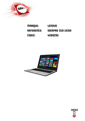 Lenovo ideapad 310 Série Guide De L'utilisateur
