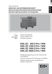 Helios ECgreen Vent KWL EC 2600 S Pro WW Notice D'installation Et D'utilisation