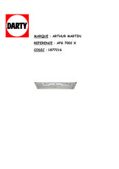 Electrolux ARTHUR MARTIN AFG 7002 X Notice D'utilisation