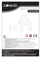 ZONE KIZ 316-012V80 Mode D'emploi