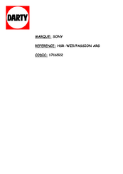 Sony HSR-WZ5 PASSION Mode D'emploi