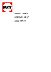Philips MCM7 Mode D'emploi