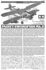 Tamiya FAIREY SWORDFISH Mk.II 61099 Mode D'emploi