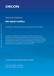 Orcon HRC-260-OptiAir-Ventiflow Manuel De L'utilisateur