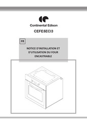 CONTINENTAL EDISON CEFE5ECI3 Notice D'installation Et D'utilisation