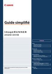 Canon imageRUNNER 2320 Guide Simplifie