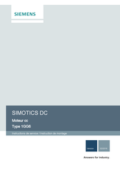 Siemens SIMOTICS DC 1GG6 Instructions De Service / Instruction De Montage