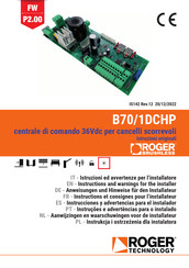 Roger Technology B70/1DCHP Instructions Et Consignes Pour L'installateur