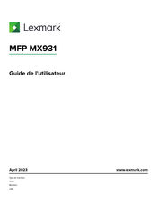 Lexmark MFP MX931 Guide De L'utilisateur