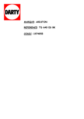 Ariston TD 640 ES BK Mode D'emploi