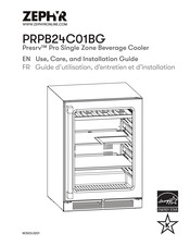 Zephyr Presrv PRPB24C01BG Guide D'utilisation, D'entretien Et D'installation