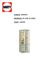 Gorenje RK 6285 OC Mode D'emploi