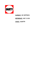 De Dietrich DOC 1110X Guide D'installation