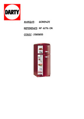 Gorenje RF 6276 OR Mode D'emploi