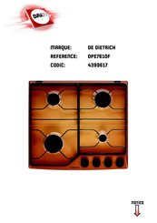 De Dietrich DPE7610F Guide D'installation Et D'utilisation