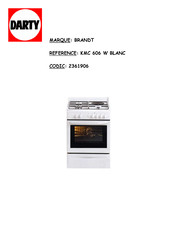 Brandt KMC 606 W Mode D'emploi