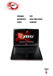 MSI Gaming GP62 6QE-810FR Mode D'emploi