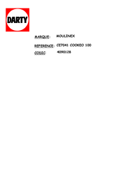 Moulinex CE7041 COOKEO 100 Mode D'emploi