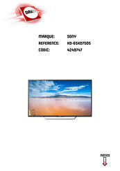 Sony BRAVIA KD-65XD7505 Guide De Référence