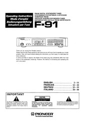 Pioneer F-91 Mode D'emploi