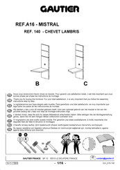 Gautier MISTRAL A16 140 Instructions De Montage