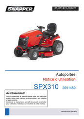 Snapper SPX310 Notice D'utilisation