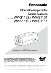 Panasonic WV-S1111 Informations Importantes