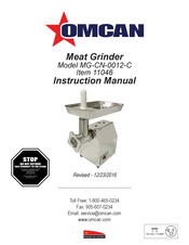 Omcan MG-CN-0012-C Manuel D'instructions