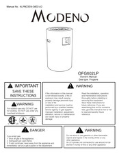 MODENO OFG602LP Manuel D'utilisateur