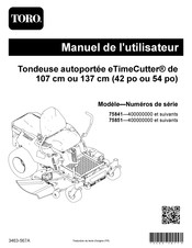 Toro eTimeCutter 137 Manuel De L'utilisateur