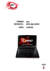 MSI GAMING G GS70 6QC-023FR Manuel D'utilisation