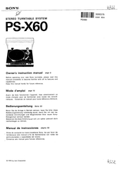 Sony PS-X60 Mode D'emploi