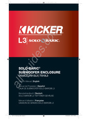 Kicker SOLO-BARIC TS10L3 Manuel D'utilisation