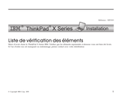 IBM ThinkPad X Série Manuel D'installation