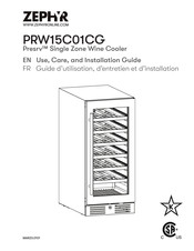 Zephyr Presrv PRW15C01CG Guide D'utilisation, D'entretien Et D'installation