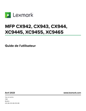 Lexmark MFP XC9455 Guide De L'utilisateur