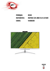 Acer ASPIRE C24-860 I5/4/2/SHA Manuel D'utilisation