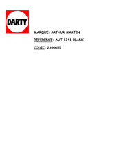 ARTHUR MARTIN AUT 1241 Mode D'emploi