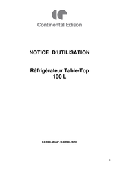 CONTINENTAL EDISON CERBC90SI Notice D'utilisation