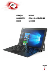 Lenovo MIIX 510-12ISK I3-128 Mode D'emploi