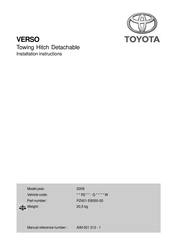 Toyota PZ401-E8550-00 Instructions D'installation