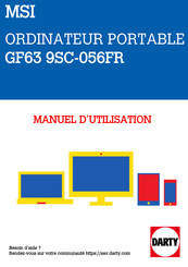 MSI GF63 9SC-056FR Manuel D'utilisation