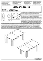 trendteam OSCAR TS 160x90 UP 00716 Instructions D'assemblage