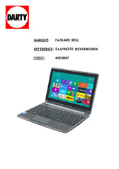 Acer Packard Bell EASYNOTE ME69BMP2806 Manuel D'utilisation