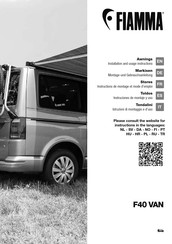 Fiamma F40 VAN Instructions De Montage Et Mode D'emploi