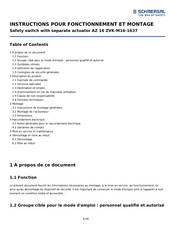 schmersal AZ 16 ZVK-M16-1637 Instructions Pour Fonctionnement Et Montage