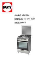 ROSIERES RCG 6921 INOX Notice D'emploi Et D'installation