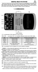 Behringer DIGITAL MULTI FX FX100 Mode D'emploi