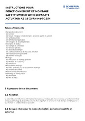 schmersal AZ 16 ZVRK-M16-2254 Instructions Pour Fonctionnement Et Montage